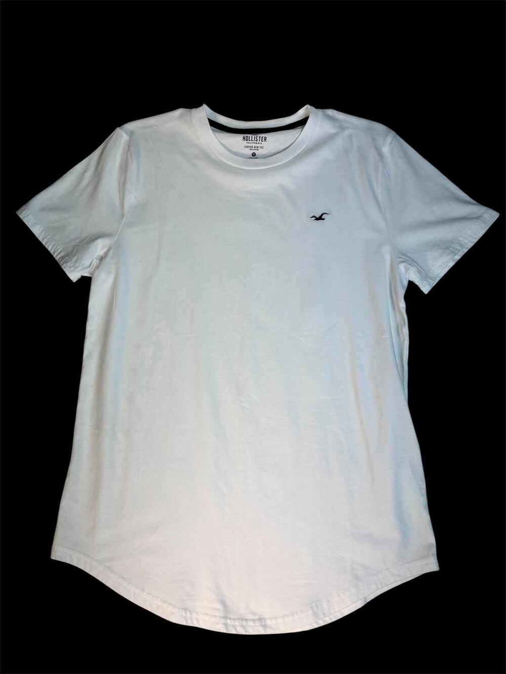 HOLLISTER MEN'S SCOLLOPED HEM WHITE T-SHIRT SIZE MEDIUM